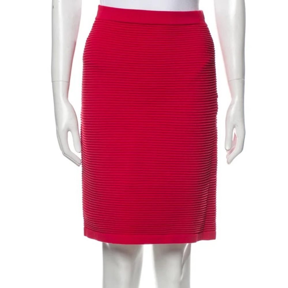 Emporio Armani New ribbed‎ knit straight pencil Skirt high waisted stretchy Red